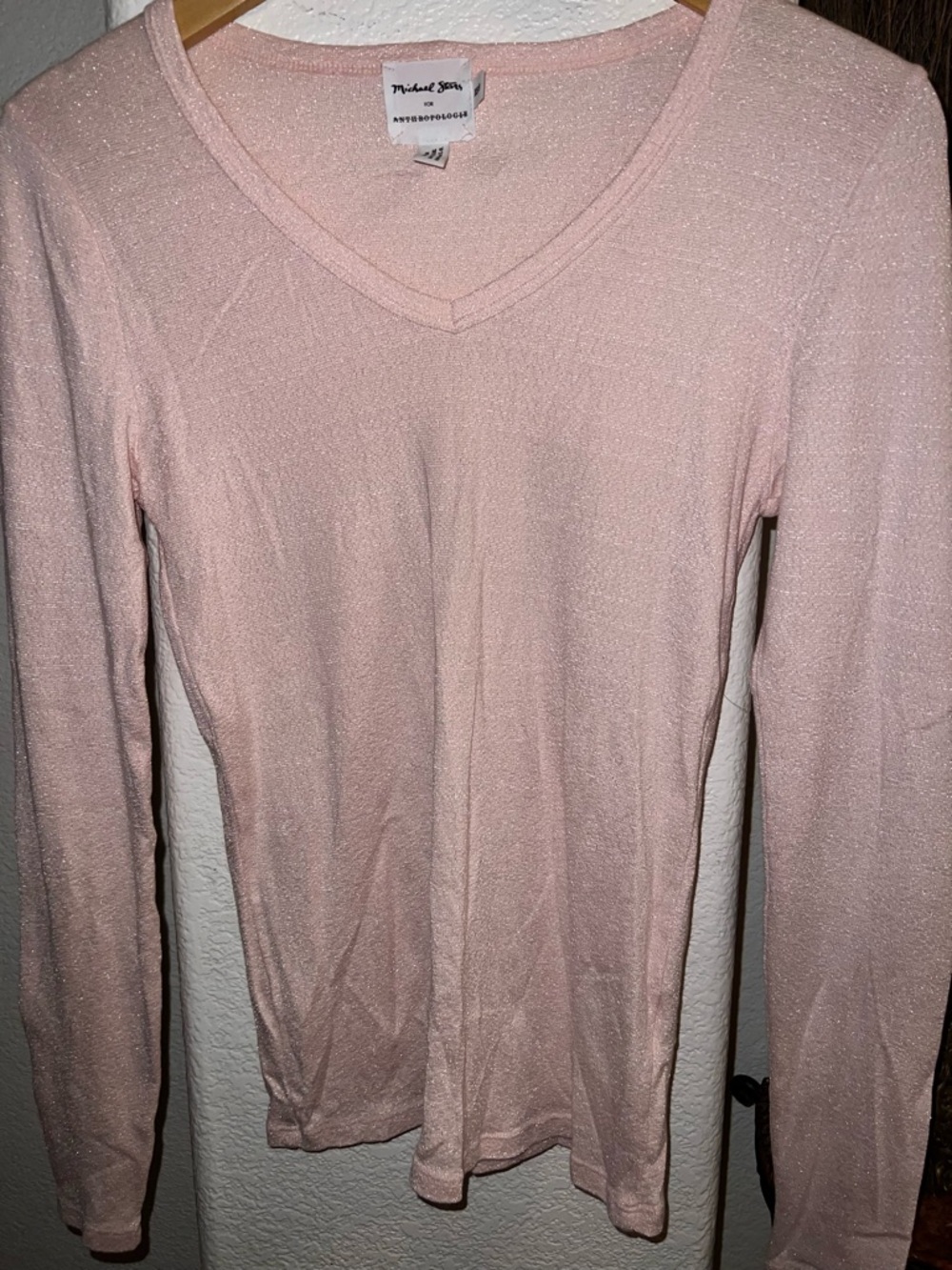 Michael Stars Pale Pink V-Neck Long Sleeve Top